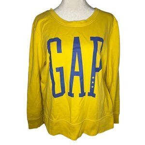 GAP Women’s Medium Crewneck Pullover Sweatshirt Yellow Large Logo
